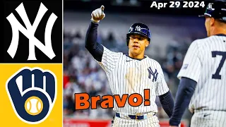 Yankees vs. Brewers Game Highlights Today, Apr 29 2024 | MLB Season 2024