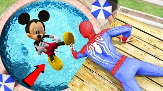 GTA 5 Water Ragdolls Spiderman vs Mickey Mouse Jumps/Fails #103 (Euphoria physics Funny Moments)