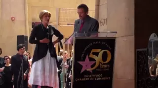 Hugh Laurie congratulates Emma Thompson on Walk of Fame star