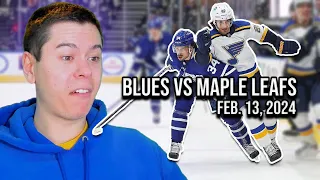 REACTION TO BlUES VS MAPLE LEAFS (2/13) | FULL GAME HIGHLIGHTS!