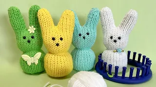 LOOM Knitting Easter Marshmallow Bunny Rabbit - Easy Knit on 24 Peg Round Loom