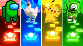 Among Us vs Chicken vs Pikachu vs Gummy Bear - Tiles Hop EDM Rush