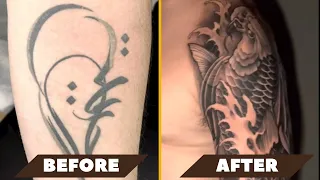 How to DO a Koi Fish Cover Tattoo -  Best Idea for Coverup Tattoo - Done by Mr. Trung Tadashi