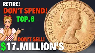 Top 6 Ultra Great British One Penny Rare UK half Penny,six &Three Pence Coins Worth Big money!