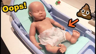 Silicone Baby Boy Has An Accident In The Bathtub Role Play