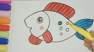 How To Draw A Cute Fish 🐟 With Step By Step For Kids And Toddlers | Easy Drawing And Colouring