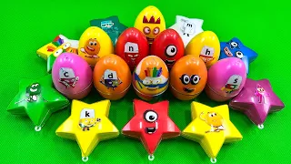 Rainbow Eggs: Digging Numberblocks with CLAY in Stars Coloring! Satisfying ASMR Videos