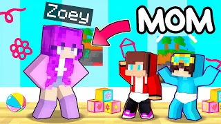 Zoey Becomes a MOM in Minecraft for Nico and JJ