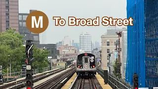 M trains to Broad St + Horn Salutes at Myrtle Ave - Broadway Actions! [READ DESCRIPTION]