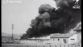 Evacuees and air raid in Balbao during Spanish Civil War (1937)