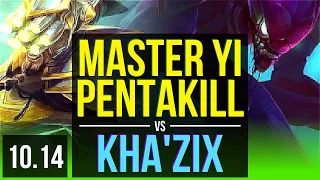 MASTER YI vs KHA'ZIX (JUNGLE) | Pentakill, Quadrakill, KDA 16/1/4, Legendary | EUW Diamond | v10.14