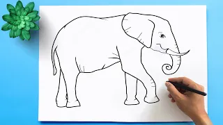 How to Draw an Elephant easy step by step 🐘