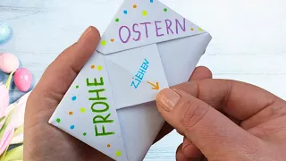 Osterkarte basteln mit Papier: DIY Überraschungskarte basteln für Ostern. Origami Ostern