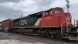 CN 5784 leads L533 with 5 Boxcars in Mount Clemens MI