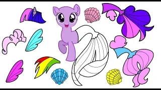 My little pony as mermaids- Paper dolls dressing up game