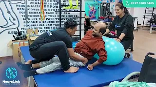 SCI patient on peanut ball for core strengthening - Easiest technique - NeuroLink - 9703030405