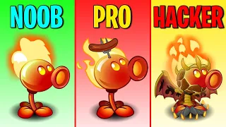 PvZ 2 - FIRE PEASHOOTER! NOOB vs PRO vs HACKER | Plants VS Zombies 2 Challenge