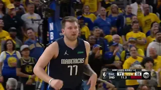 Crazy Luka Doncic 3 to end the quarter up big vs the Warriors 🔥