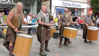 Clanadonia Keepin' it Tribal playing 'Hamsterheid' live during Medieval Fayre in Perth, Scotland