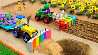 Diy tractor making mini Rainbow Plowing Machine | Construction Vehicles making mini Road | HP Mini