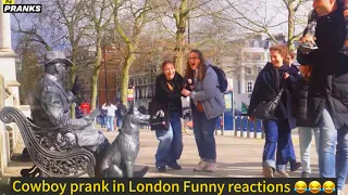 18) Statue moving in real life in London.The London Cowboy 🤠Living statue Prankster.