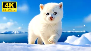 4K (60FPS) ULTRA HD - With Relaxing Music (Colorfully Dynamic), CUTE BABY ANIMALS