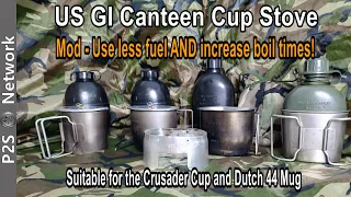 Modifying the canteen cup stove to make it better and for use with the Crusader cup and Dutch 44 mug