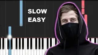 Alan Walker - Faded (SLOW EASY PIANO TUTORIAL)