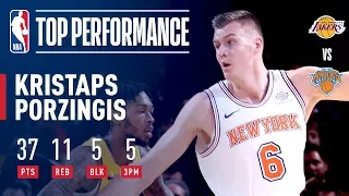 Kristaps Porzingis Shows Out Under The Garden Lights vs The Lakers