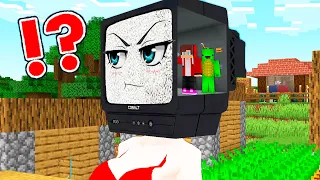 JJ Got Control Insode TV WOMAN! SHE CATCH HIM in VILLAGE! Mikey SAVE THEM in Minecraft - Maizen