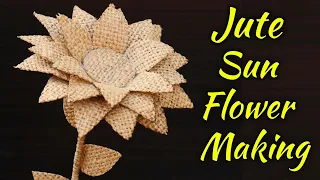 Easy burlap Jute Sun Flower tutorial | Jute craft flower Decoration | Handmade Jute Flower