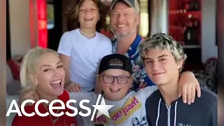 Gwen Stefani & Blake Shelton Beam In Adorable Family Photo w/ Her Sons