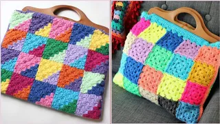Top #trending #2023 Hand #Crochet Rainbow Square Block Crossbody Bags Purse Design| Women Hand Bags