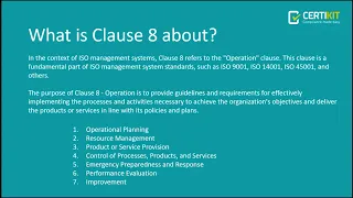 ISO Management System Webinar - Clause 8: Operation