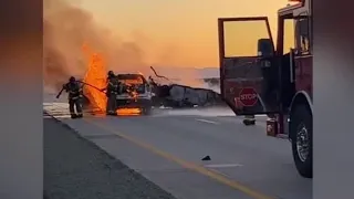 Fiery crash on I-80 leaves one dead, closes westbound lanes