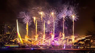 Rotterdam Erasmus Bridge Fireworks Show | New Year 2024