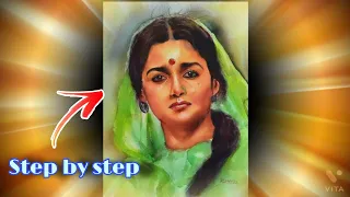 জল রং এ প্রতিকৃতি || Painting of Alia Bhatt from ,Gangubai kathiawadi ||  watercolor portrait Demo