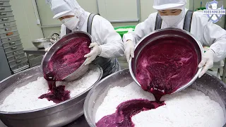 Mass production of pretty leaf rice cakes made in 3 colors / Korea rice cake factory