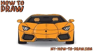 How to draw a car - How to draw a Lamborghini Aventador Sports Car