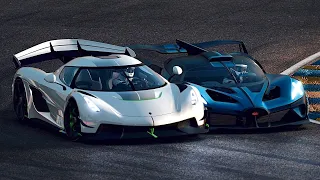 Bugatti Bolide vs Koenigsegg Jesko at Le Mans Night Race