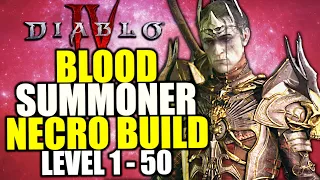 Diablo 4 Necromancer Leveling Build 1-50 for Season 2 - HUGE Damage Blood Summoner Build