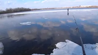 В Киеве рыбак с помощью спиннинга спас ребенка со льдины на реке