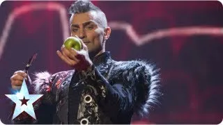 Menacing Aaron Crow shoots an apple off Dec's head! | Semi-Final 1 | Britain's Got Talent 2013