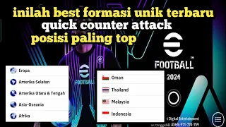 inilah best formasi unik terbaru quick counter attack posisi paling top di efootball 2024 mobile