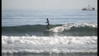 New England winter surf video - Women longboarding