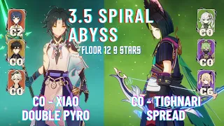 NEW ABYSS 3.5 – C0 Xiao Double Pyro and C0 Tighnari Spread - Genshin lmpact - Floor 12 9 Stars