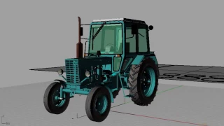 Трактор Беларус МТЗ-80 3D модель сделана в Rhinoceros.