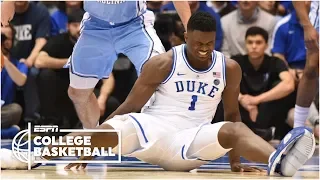 Zion Williamson leaves with a knee injury, as UNC rolls vs. Duke | College Basketball Highlights