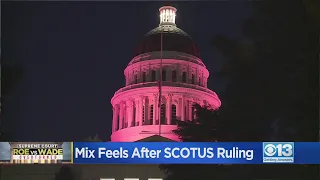 Capitol Rotunda In Sacramento Lit Up Pink In Support Of Abortion Rights