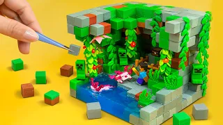 DIY - How To Make Miniature Minecraft World from Clay ❤️ Lush Cave 1.17